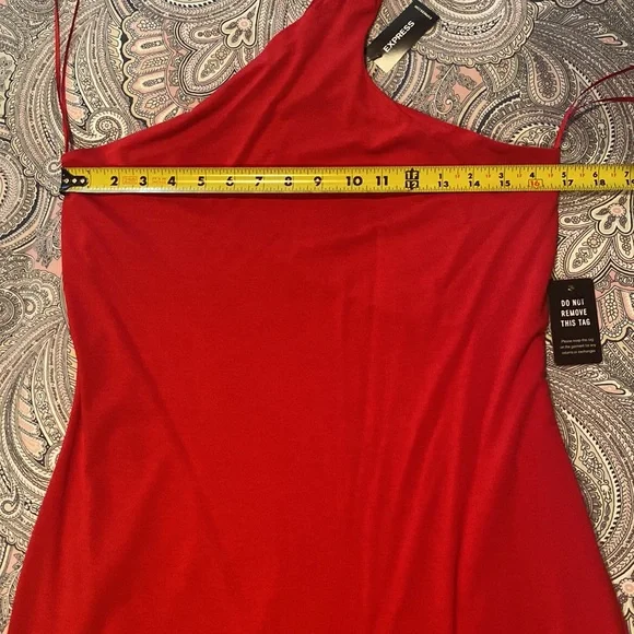 Express dress, body contour, red, one shoulder, size medium